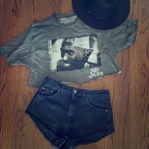 Tupac cropped top tee shirt